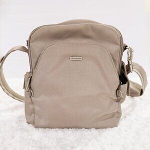 Travelon Anti-theft Rfdi Crossbody Beige Bag with Adjustable strap